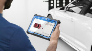 Person looking at a screen featuring automated vehicle training